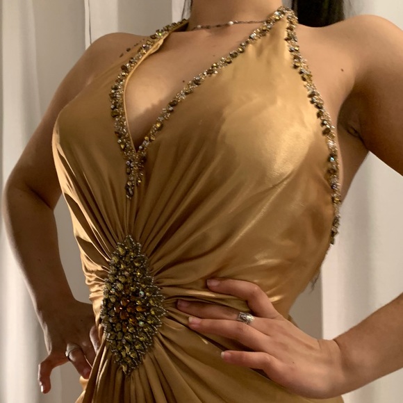 Vintage golden glamour evening gown - Picture 6 of 8